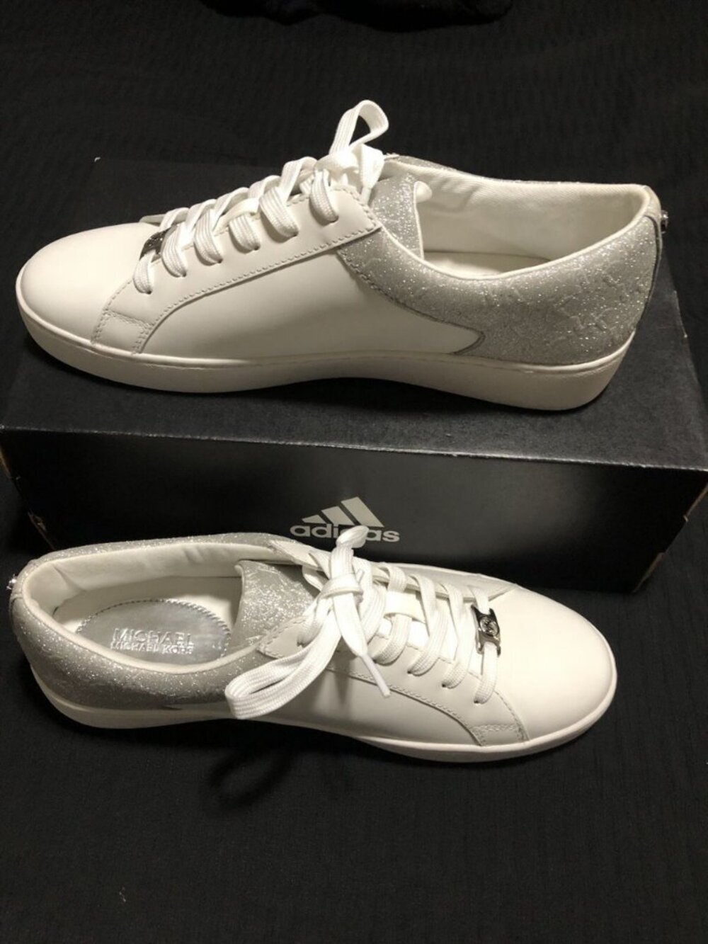 Michael Kors Keaton Low Trainers, Size 9.5, JC25G, Leather, White/Sliver - Picture 2 of 7